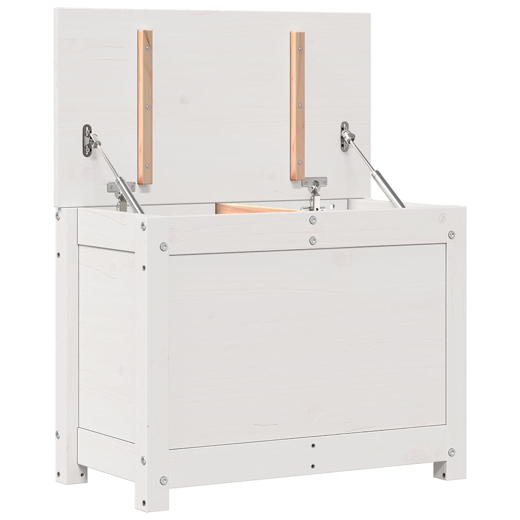 Storage Box White 60x32x45.5 cm Solid Wood Pine